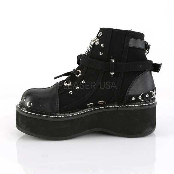 Gothic Platform Studded Buckle Lace Up Ankle Boots - Picture 3 of 5